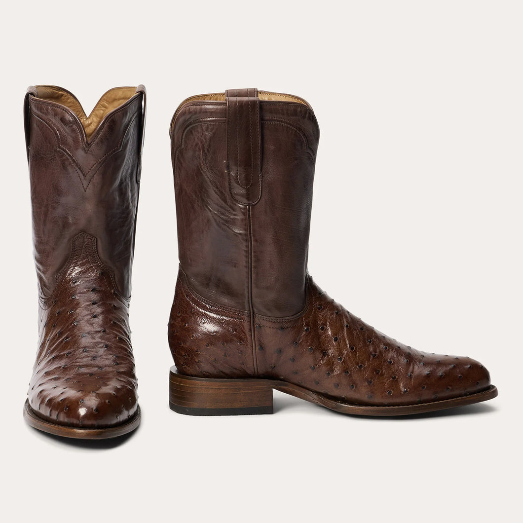 Stetson Men's Austin Roper Brown Ostrich Round Toe Boots 0500