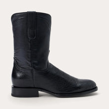 Load image into Gallery viewer, Stetson Men&#39;s Clay Smooth Roper Black Ostrich Round Toe Boots 0220