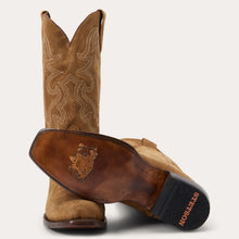 Load image into Gallery viewer, Stetson Men's Bronco Tan Leather Square Toe Boots 4082