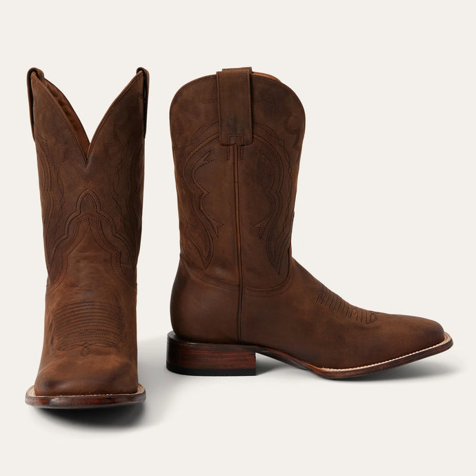 Stetson Men's Bowie Brown Leather Square Toe Boots 4079