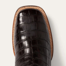 Load image into Gallery viewer, Stetson Men&#39;s Aces Brown Alligator Square Toe Boots 4045