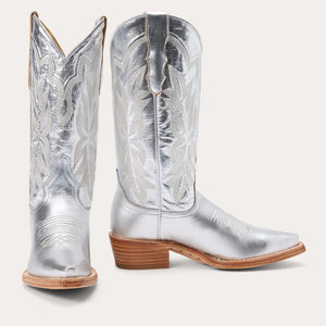 Stetson Women's Jolene Silver Leather Snip Toe Boots 0232