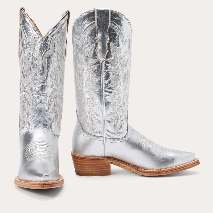 Stetson Women's Jolene Silver Leather Snip Toe Boots 0232