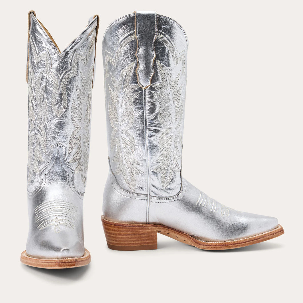 Stetson Women's Jolene Silver Leather Snip Toe Boots 0232