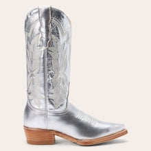 Load image into Gallery viewer, Stetson Women&#39;s Jolene Silver Leather Snip Toe Boots 0232