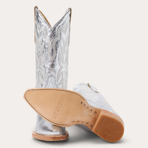 Stetson Women's Jolene Silver Leather Snip Toe Boots 0232