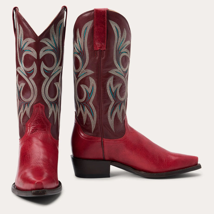 Stetson Women's Lauren Red Leather Snip Toe Boots 0238
