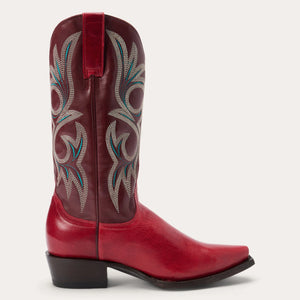 Stetson Women's Lauren Red Leather Snip Toe Boots 0238