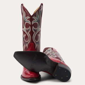 Stetson Women's Lauren Red Leather Snip Toe Boots 0238