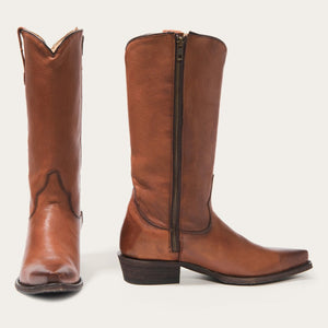 Stetson Women's Cognac Austin Leather Snip Toe Boots 12-021-6105-0623 BR