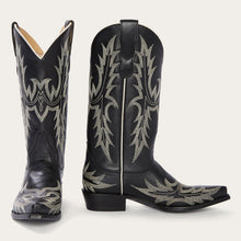 Load image into Gallery viewer, Stetson Women&#39;s Tina Black &amp; White Flame Embroidered Snip Toe Boots 12-021-6105-1003 BL