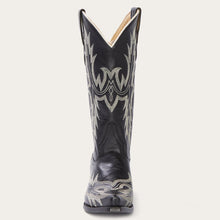 Load image into Gallery viewer, Stetson Women&#39;s Tina Black &amp; White Flame Embroidered Snip Toe Boots 12-021-6105-1003 BL