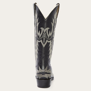 Stetson Women's Tina Black & White Flame Embroidered Snip Toe Boots 12-021-6105-1003 BL