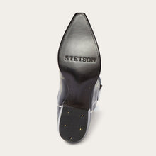 Load image into Gallery viewer, Stetson Women&#39;s Tina Black &amp; White Flame Embroidered Snip Toe Boots 12-021-6105-1003 BL