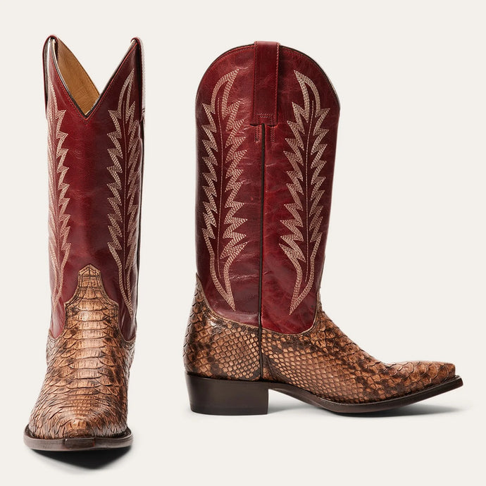 Stetson Women's Ember Red Python Snip Toe Boots 4036
