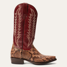 Load image into Gallery viewer, Stetson Women's Ember Red Python Snip Toe Boots 4036