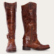 Load image into Gallery viewer, Stetson Women&#39;s Tan Burnished Cognac Paisley Round Toe Boots 12-021-7107-0963 TA