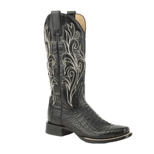 Stetson Black Women's Clarisa Caiman Narrow SQ Toe Boot 4019