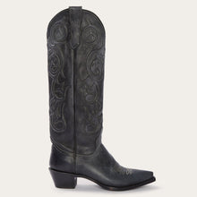 Load image into Gallery viewer, Stetson Women&#39;s Black Corded Design Side Zip Snip Toe Boots 12-021-9105-1210 BL