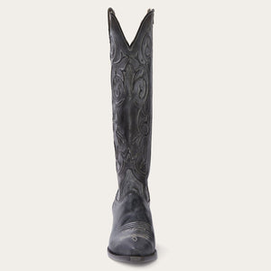 Stetson Women's Black Corded Design Side Zip Snip Toe Boots 12-021-9105-1210 BL