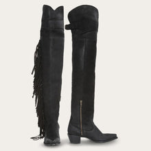 Load image into Gallery viewer, Stetson Women&#39;s Black Fringe Over-The-Knee Snip Toe Boots 12-021-9105-1306 BL