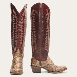 Stetson Women's Ruby Red Goat Leather Round Toe Boots 4300