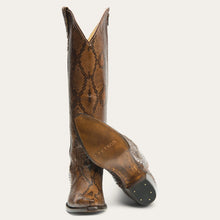 Load image into Gallery viewer, Stetson Women&#39;s Yasmin Brown Python Snip Toe Boots 4025