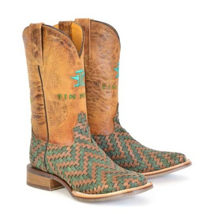Tin Haul Women's Laced / Horse Tan Leather Square Toe Boots 1520