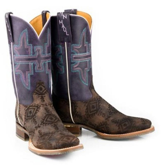 Tin Haul Women's Sizzling Aztec / Bear Mountain Purple Leather Square Toe Boots 1528