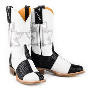 Tin Haul Women's Black & White / Mondrian Brown Leather Square Toe Boots 1534
