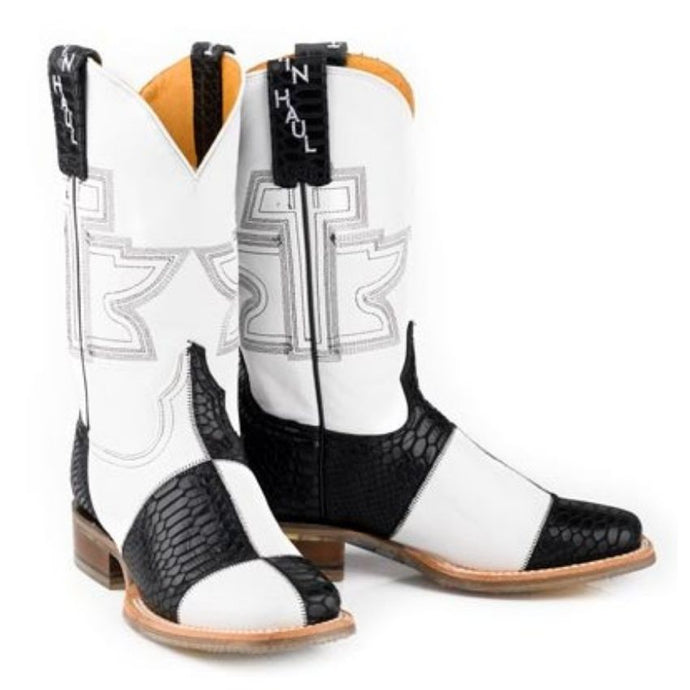 Tin Haul Women's Black & White / Mondrian Brown Leather Square Toe Boots 1534