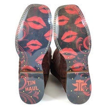 Load image into Gallery viewer, Tin Haul Women&#39;s Roses Are Red / Kiss Me Red Leather Square Toe Boots 1542
