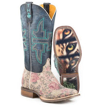 Load image into Gallery viewer, Tin Haul Women&#39;s Wild Flower/Cat Eyes Multicolor Leather Square Toe Boots 1426