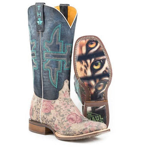 Tin Haul Women's Wild Flower/Cat Eyes Multicolor Leather Square Toe Boots 1426