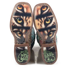 Load image into Gallery viewer, Tin Haul Women&#39;s Wild Flower/Cat Eyes Multicolor Leather Square Toe Boots 1426