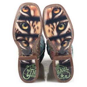 Tin Haul Women's Wild Flower/Cat Eyes Multicolor Leather Square Toe Boots 1426