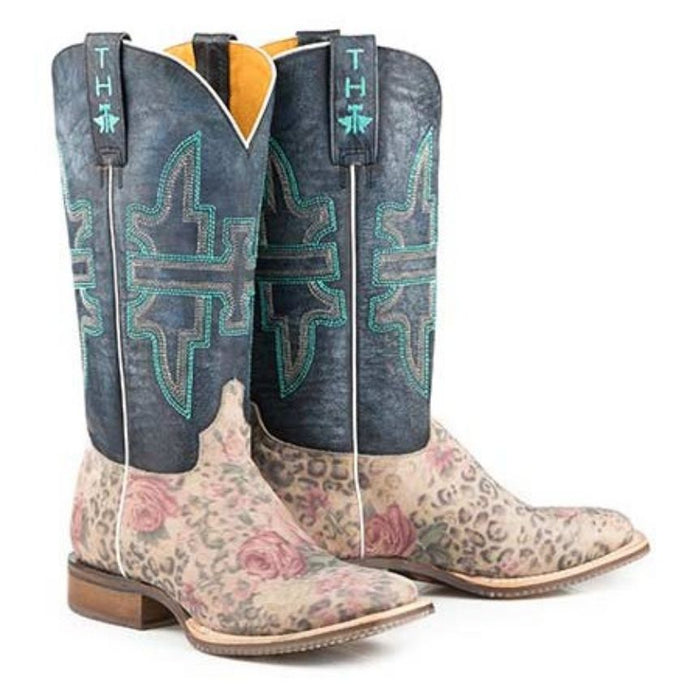 Tin Haul Women's Wild Flower/Cat Eyes Multicolor Leather Square Toe Boots 1426