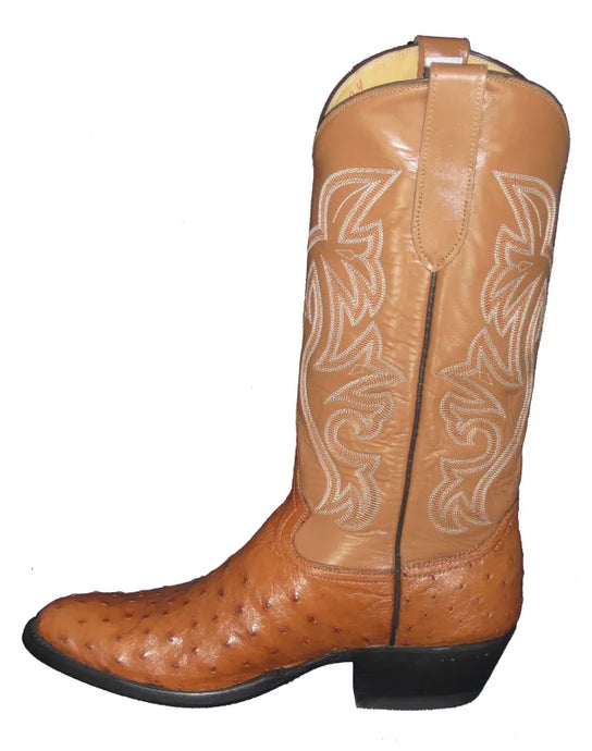 Cowtown Men's Cognac Full Quill Ostrich Square Toe Boot Q94