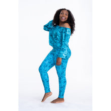 Load image into Gallery viewer, Leggings - Warrior Teal Hibiscus