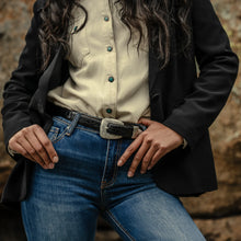 Load image into Gallery viewer, Stetson Women's Black Classic Caiman Tapered Tab Belt