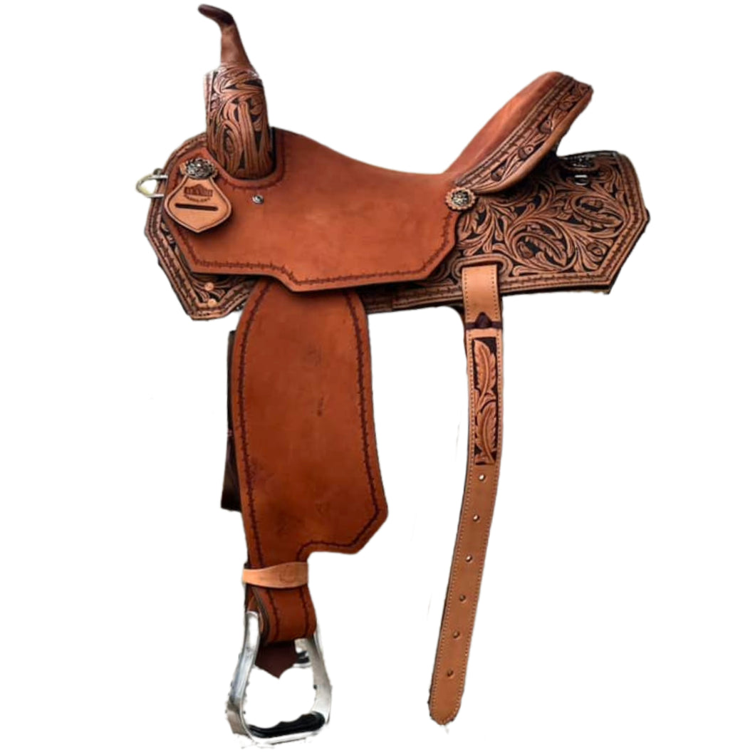 Alamo Saddlery 15 Inch Cowboy Feather Barrel Saddle