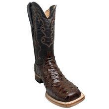 Load image into Gallery viewer, Cowtown Men&#39;s Ostrich Print Rustic Brown Western Boots Q6073