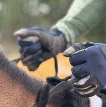 Load image into Gallery viewer, CorrectConnect Oil-Tac Copper Tech™️ Leather Premium Riding Glove in Navy