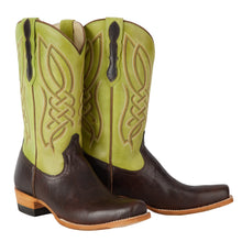 Load image into Gallery viewer, Capitan Brown/Green Nashville Leather Cutter Toe Boots CBN306D