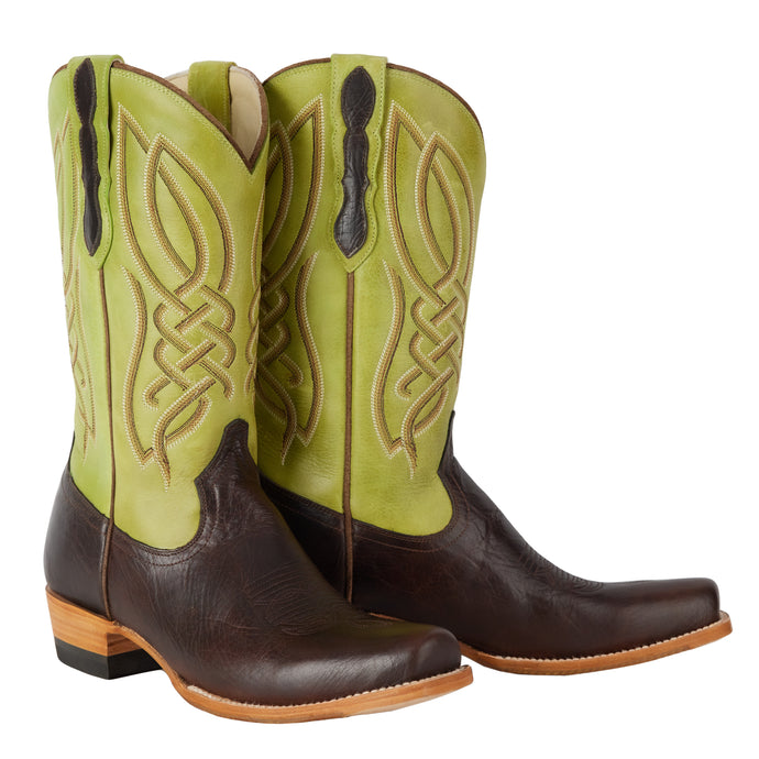 Capitan Brown/Green Nashville Leather Cutter Toe Boots CBN306D