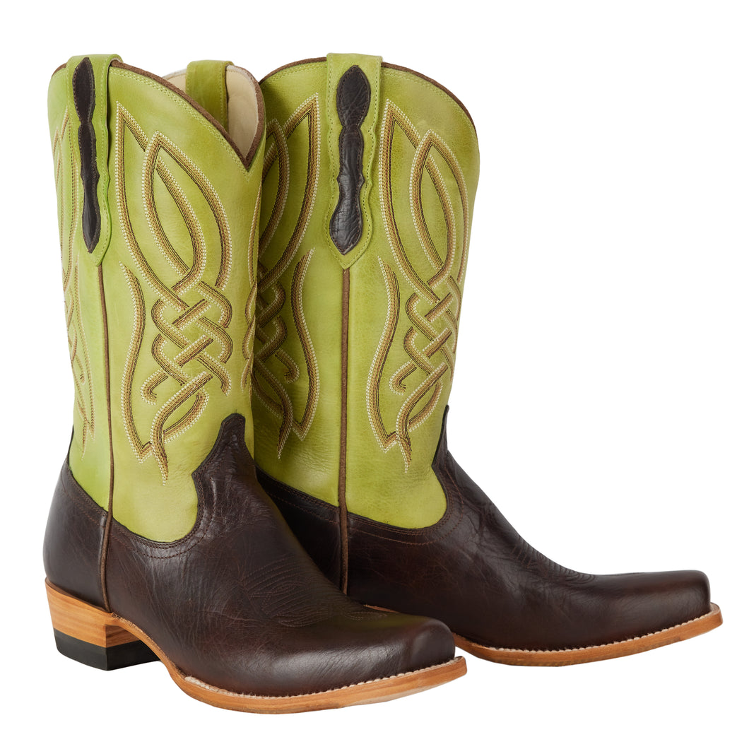 Capitan Brown/Green Nashville Leather Cutter Toe Boots CBN306D