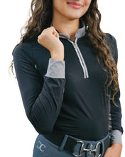 Load image into Gallery viewer, CorrectConnect Cool and Comfortable Black Sun Shirt with Glitter Bars