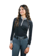 Load image into Gallery viewer, CorrectConnect Cool and Comfortable Black Sun Shirt with Glitter Bars