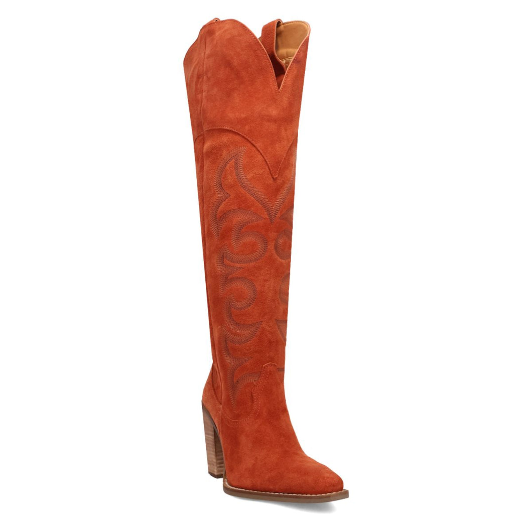 Dingo Women's Primadonna Suede Rust Leather Snip Toe Boot DI2190