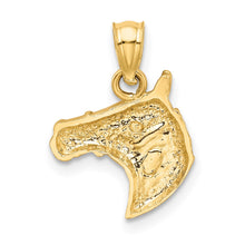 Load image into Gallery viewer, 14k Yellow Gold Satin and Diamond Cut Horse Head Pendant